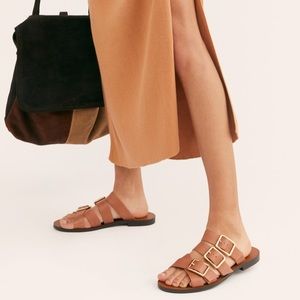 Free People Coast To Coast Buckle Sandals Luggage